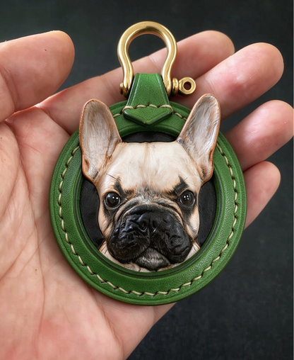 Custom Pet Leather Portrait, Pet Leather Keychain, Pet Memorial Gift