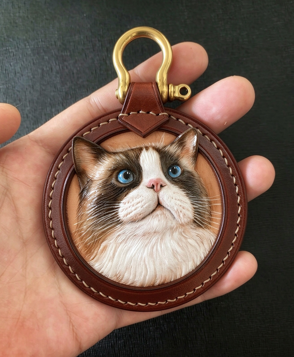 Custom Pet Leather Portrait, Pet Leather Keychain, Pet Memorial Gift