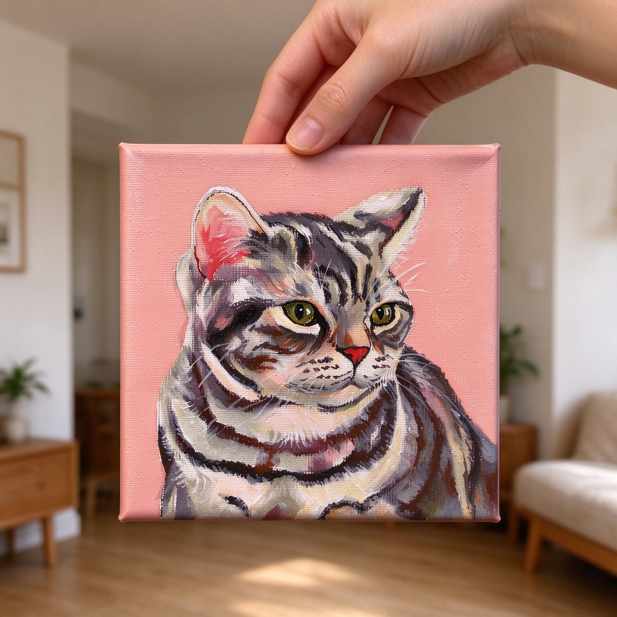 Custom Hand-Painted Acrylic Pet Portrait from Photo, Personalized Dog Cat Canvas Painting, Custom Pet Art Gift
