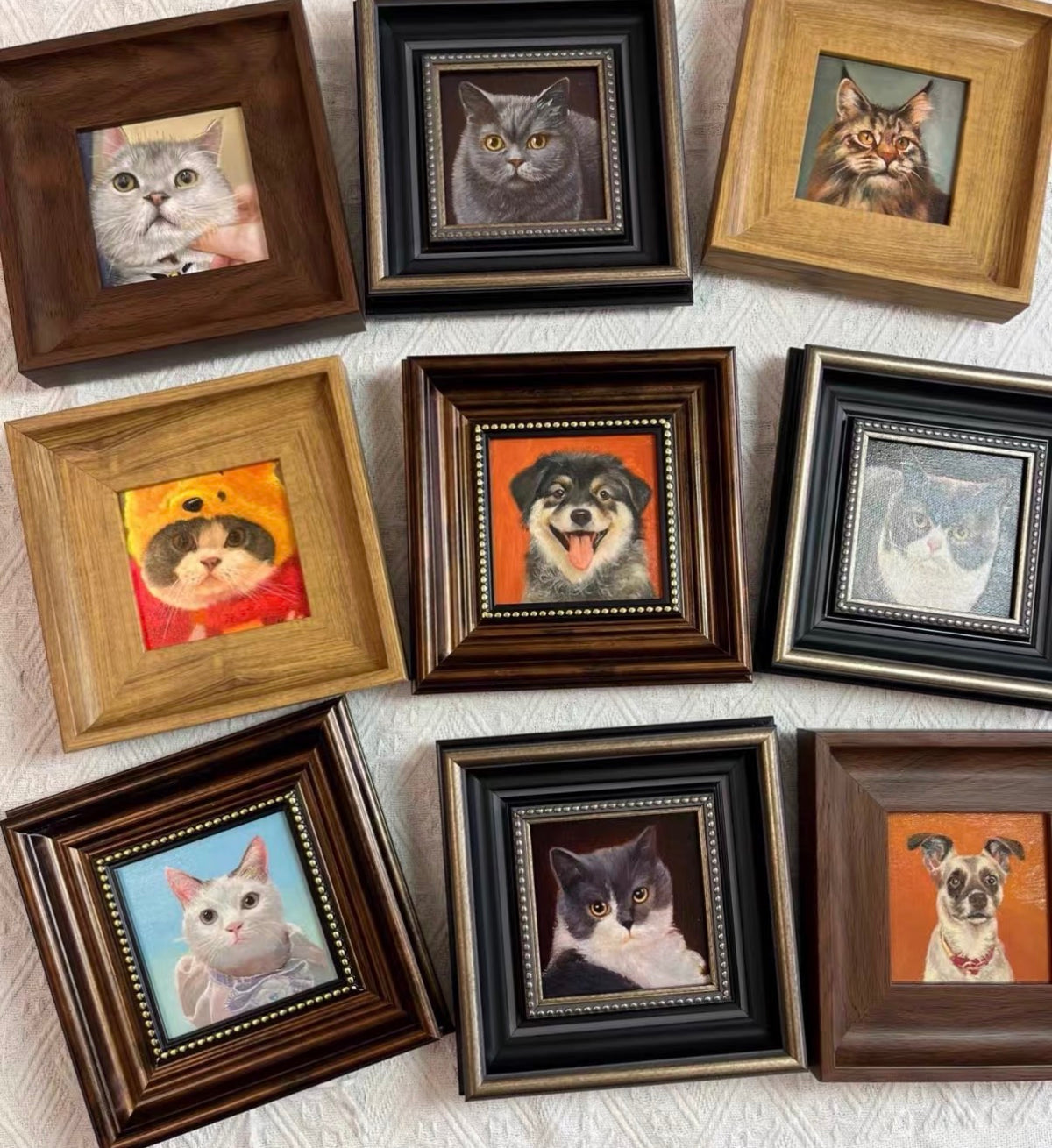 Mini Custom Pet Oil Painting from Photo – Dog & Cat Tabletop Art