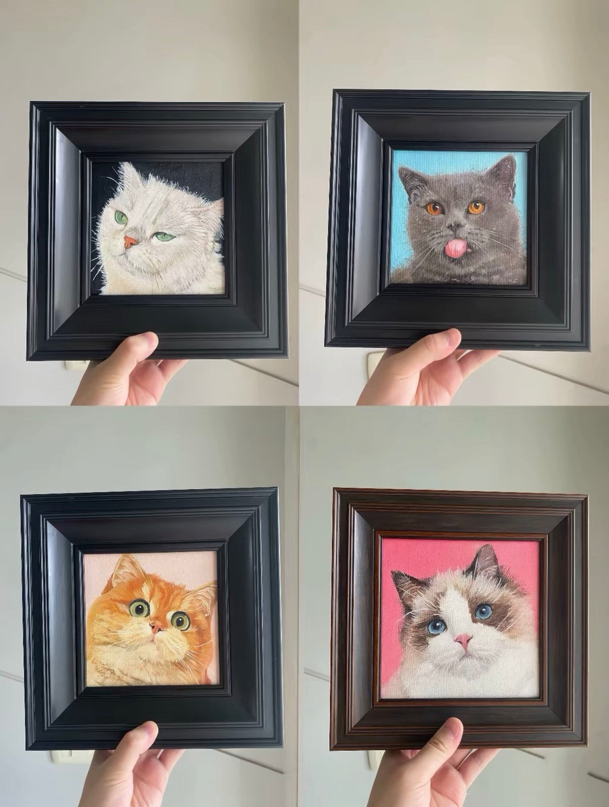 Mini Custom Pet Oil Painting from Photo – Dog & Cat Tabletop Art