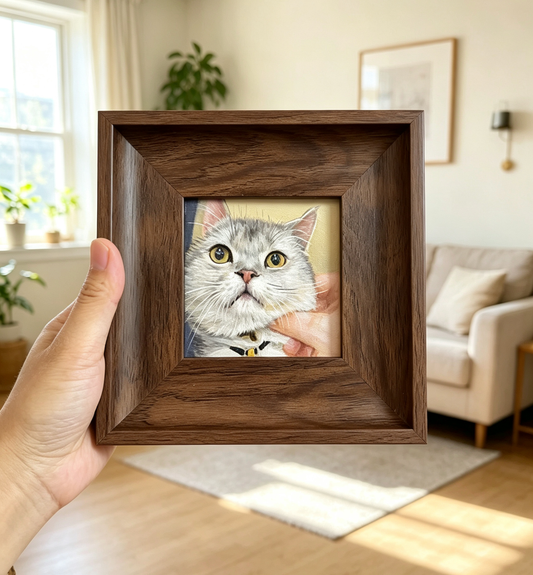 Mini Custom Pet Oil Painting from Photo – Dog & Cat Tabletop Art