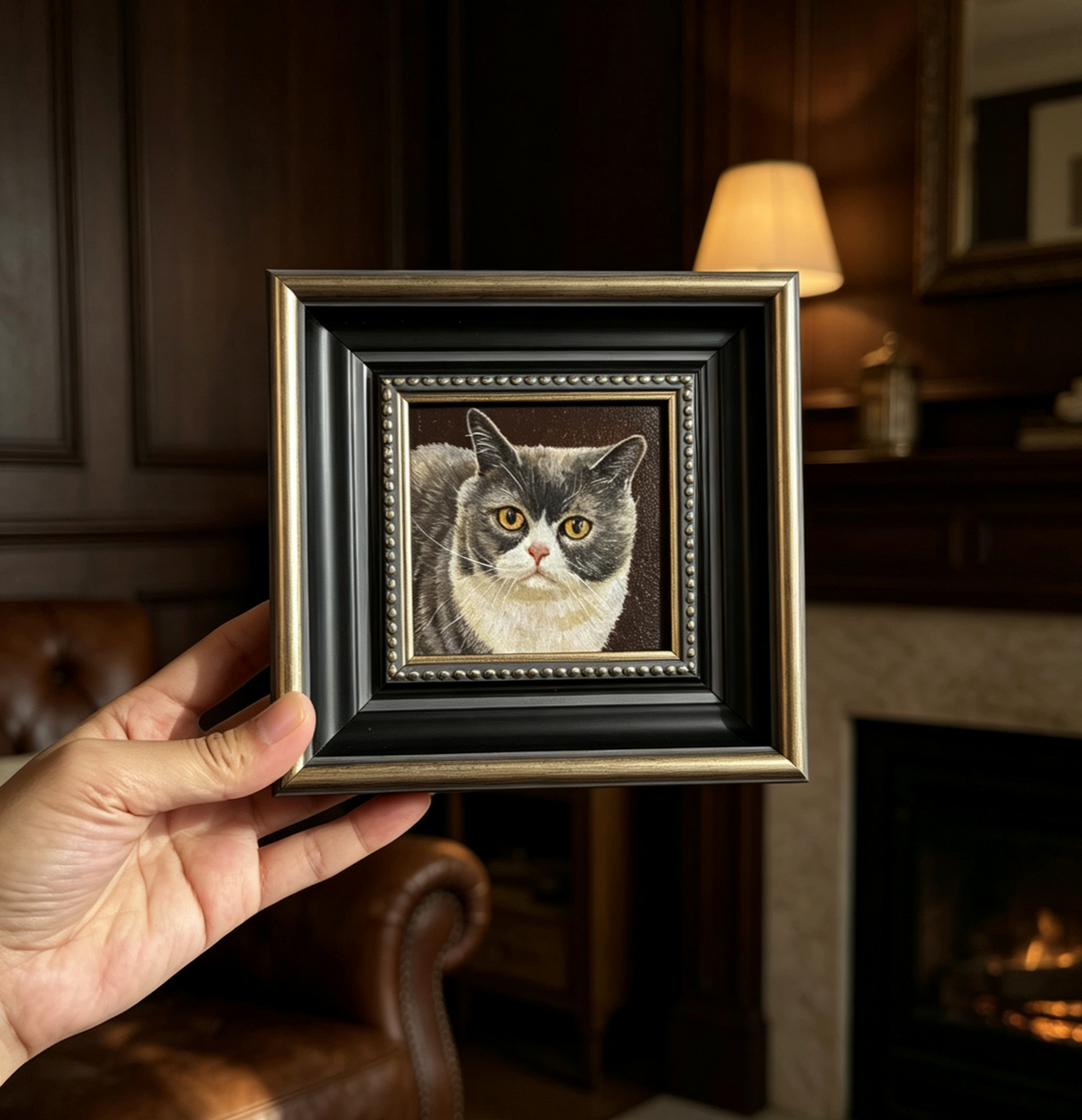 Mini Custom Pet Oil Painting from Photo – Dog & Cat Tabletop Art